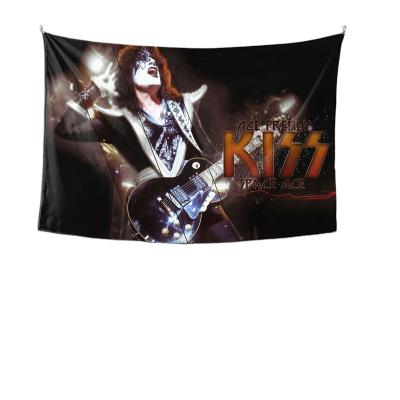 China Modern Wall Art American Rock Band Kiss Hip Hop 3d Canvas 150x130cm Simple Home Decor Printed Heavy Metal Style Black Art Printed Wall Tapestry for sale