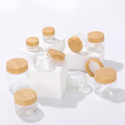 China HOT Selling Empty Clear Frosted Jars Bamboo Pattern Eye Cream Bottle Glass Cream Jars 5-100g for sale