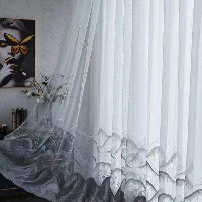 China Luxury White Floral Blackout Lace Tulle Window Curtains For Living Room Embroidery Voile Sheer Curtain For Bedroom Wedding Decor for sale