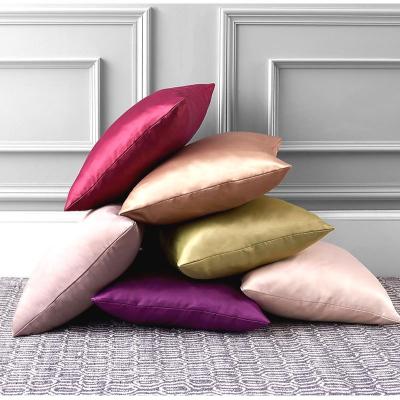 China Anti-Static Decorative Home Designers Single Throw Cushion Case With Zipper,High Quality Hotel Satin Cushion Cover Without Filler for sale