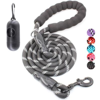 China 2/4/5/6ft Strong Heavy Duty Premium High Quality Training Rope Eco-Friendly Reflective Nylon Dog Leash With Padded Handle for sale