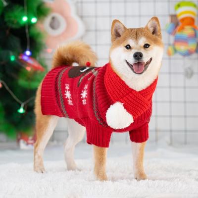 China Stocked Cartoon Dog Clothes Soft Thickening Knitwear Pet Winter Knitwear Warm Jacket For Cold Weather Dog Sweaters Clothes for sale