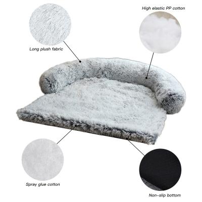 China Removable Cover Raised Orthopedic Corduroy Faux Corduroy Faux Fur Luxury Large Washable Velvet Dog Cat Sofa Soft Foam Bed For Large Dog for sale