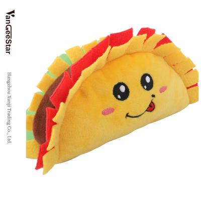 China Stocked 2022 Plush Cute Fashion Soft Chews Stuffed Dropshipping Food Dog Taco Eco Friendly Wholesale Toy for sale