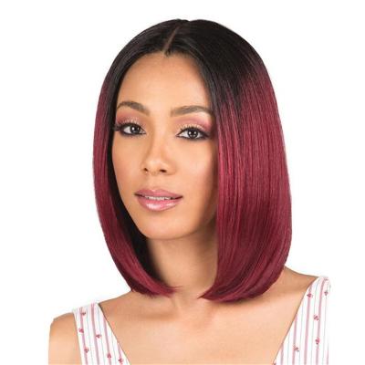 China 100% Silky Straight Natural Red Black Red Short Wave Lead Wig For Women Brazilian Remy Straight Human Hair Bangs Lead Style Cut Virgin Remy Colored Hair Wig for sale