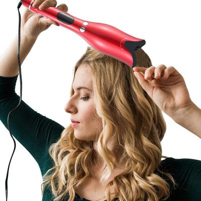 China Auto Power Off LCD PTC Curling Iron Hair Curler Set Salon Magic Wand Ceramic Electric Hair Curler 25w Automatic Brush for sale