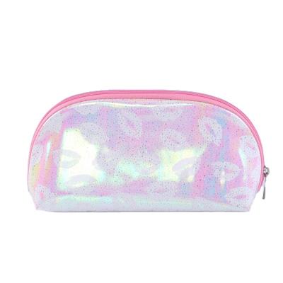 China Fashoion Portable women's skin care product storage custom logo mini pink tpu pvc cosmetic bag for sale