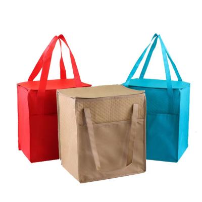 China Small and convenient Factory Made Custom Nonwoven Aluminum Foil Takeout Bag Foldable Reusable Non Woven Hot Air Cotton Insulated Cooler Bags for sale