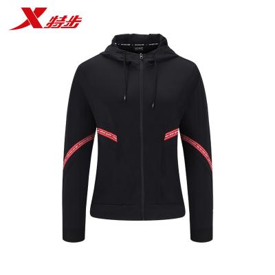 China XTEP Breathable Women Training Tops Jacket Zipper Hoodie Sweatsuit Jogging Long Sleeve Sweatshirt for sale