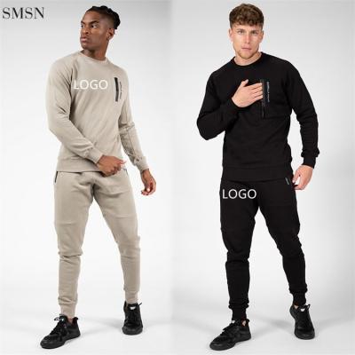 China 2021 Amazon Men's Breathable Clothing Set Solid Color Pullover Casual Men's Tracksuit Sets Men 2 Piece Set for sale