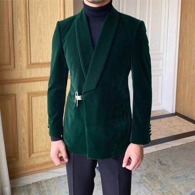 China Factory wholesale high quality Asian men's velvet suit jacket individual trend anti-shrink fashion casual youth for sale