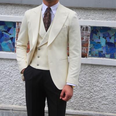 China Factory wholesale Asian high quality men's banquet master of ceremonies light suit luxury white blazer suit anti-shrink small for sale