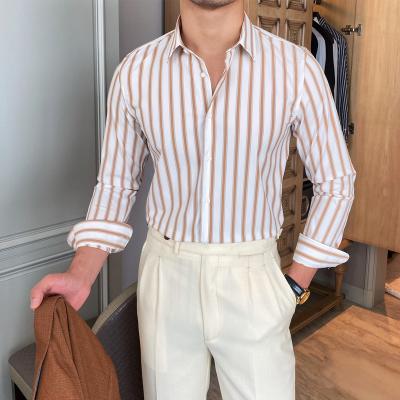 China Factory direct sales anti-pilling high quality wholesale Asian men's casual shirt with pointed collar striped shirts fashion shirts for sale