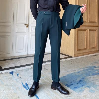 China Factory Wholesale Autumn High Quality Asian Men's Naples Pants Green All-in-one High-waisted Straight Nobility Casual Pants Anti-pilling for sale