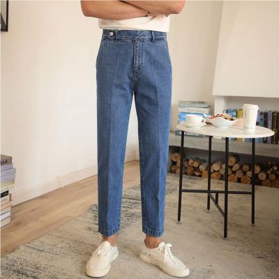 China Breathable Factory Wholesale High Quality Asian Men's Casual Straight Pants Trends Denim Cropped Pants for sale