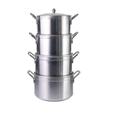 China Viable Press Pot Professional Aluminum Cookware Frozen Pot Sanding Soup and Stock Pots 4 Pcs for sale