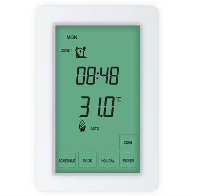 China Household Touch Screen Floor Heating Thermostat with Dual Zone Control for sale