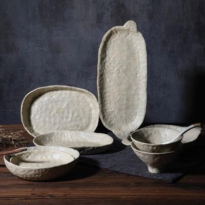 China Crokery Kitchen Sets Rustic Handmade Dinnerware Set For Restaurant Hotel Dishes for sale