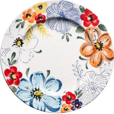 China 10.5 inch big flat plates best japanese style color disposable flower desgin for sale