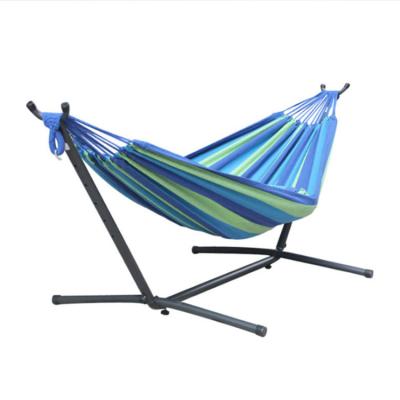 China Double Outdoor Canvas Garden Chair Stand Outdoor Camping Swings Hammock With Stand for sale