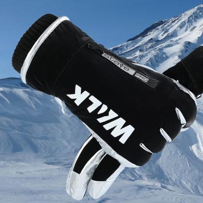 China Men's Warm Zipper Plush Touch Screen Outdoor Ski Riding Gloves Waterproof Windproof Mountaineering Gloves Winter Blend for sale