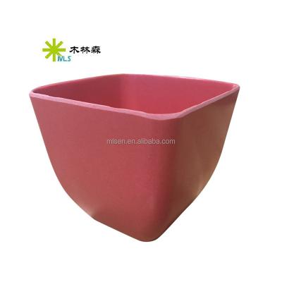 China Eco-Friendly Home Decoration Eco-Friendly Bamboo Fiber Flower Pot With Tray for sale