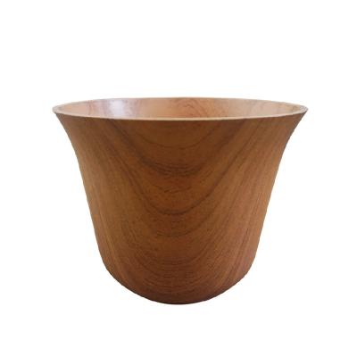 China Biodegradable Wholesale Wooden Style Bamboo Fiber Round Garden Flower Pot for sale