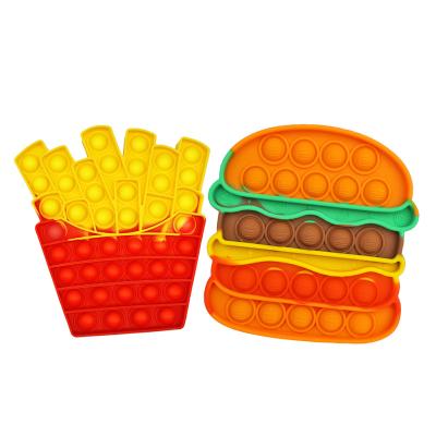 China Safety Stirrer French Fries And Burger Set Push Bubbles Toys Simple Sensory Silicone Bubbles Toy For Kids for sale