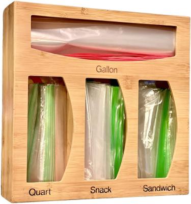 China Kitchen Storage Tool 4 in 1 Bamboo Food Storage Bag Organizer for Kitchen Drawer Solimo Quarter Gallon Sandwich and Snack Variety Size Ziplock Bags for sale