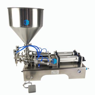 China Horizontal Double Tomato Sauce Cosmetics 100-5000ml Food Medical Heads Pedal Paste Filling Machine for sale