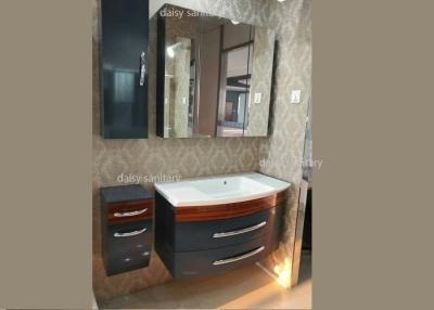 China Wood Grain Modern Bathroom Vanities All In PVC Material For Small Space for sale