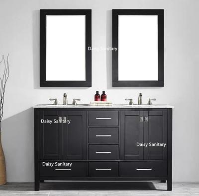 China Deluxe Design Black Bathroom Vanity , Natural Marble Topped Corner Sink Vanity Unit for sale