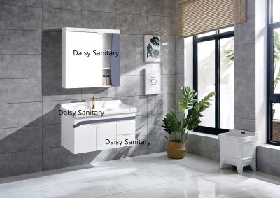 China Simple Design Modern PVC Bathroom Vanity With Washing Basin And Mirror for sale