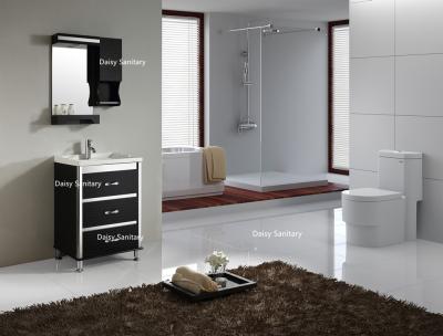 China Black / White Waterproof Corner Lavatory Sink Vanity With Frame And Shelf for sale