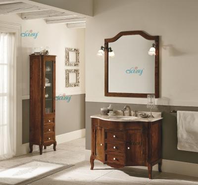 China Waterproof Solid Wood Transitional Bathroom Vanities With Left Or Right Side Cabinet for sale