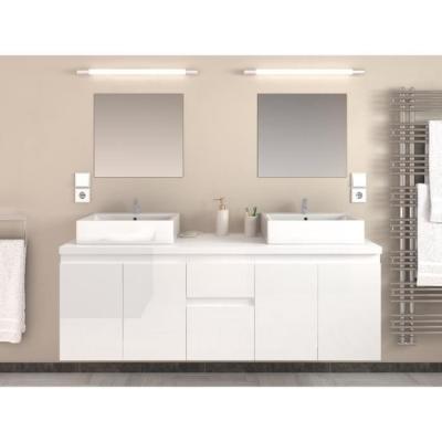 China Soft Closing Double Sink Bathroom Vanity 4 Doors 2 Drawers 4/5mm Silver Mirror for sale