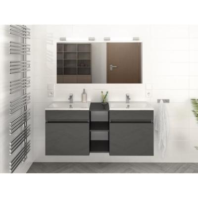 China Popular Grey Double Sink Bathroom Vanity White Vanity Body No Handle Design for sale