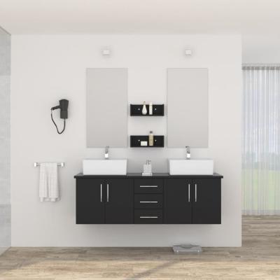 China Smoooth Surface Contemporary Bath Vanity , 150 Inch Black And White Bathroom Vanity for sale