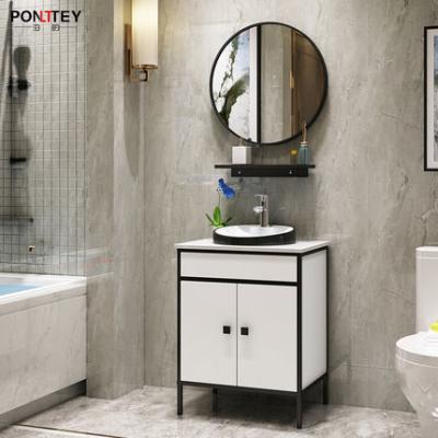 China Simple White Freestanding Bathroom Vanity 60 Inch Ordinary Soft Close Simple Handles for sale