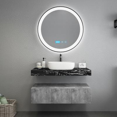 China Black Marble Countertops Unique Bathroom Vanities , Touch Mirror Bathroom Sink Vanity Unit for sale