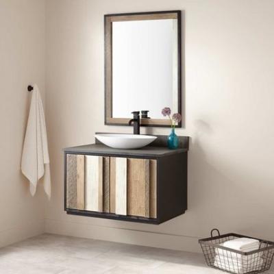 China Modern Style Free Standing Vanity Units Open Structure With 2 Wood Colour Doors for sale