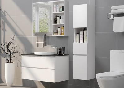 China Classic Style White Modern Bathroom Vanities With Mirror Cabinets And Side Cabinets for sale