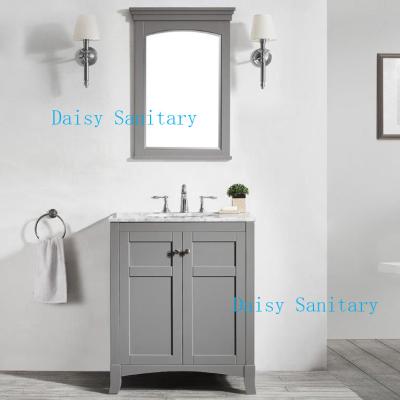 China Popular Grey Bathroom Vanity American Style With Carrara White Marble Top for sale