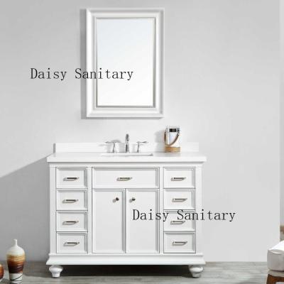 China Luxury Style Bathroom Floor Vanities , White 48 Bathroom Vanity With Mirror for sale