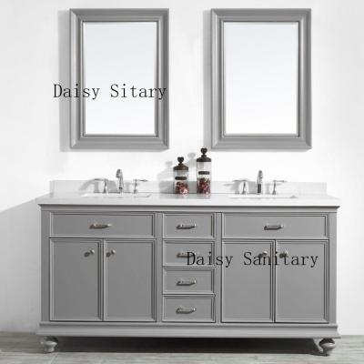 China 4 Wood Legs Popular Solid Oak Vanity Units For Bathrooms , Matt Gloss Painting for sale