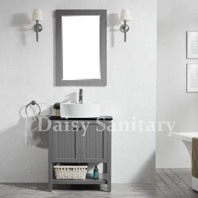 China 28 inch Bathroom Vanity solid wood Popular grey Modern style corner cabinet for sale