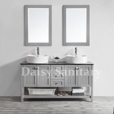 China Daisy 60 inch Bathroom Vanity solid wood design with double sink and mirror for sale