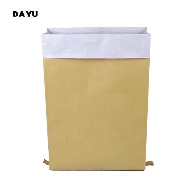 China 50kg Cement Kraft Paper Rice Bag 25kg Animal Feed Recyclable Automatic Packing Bag With Side Sewing Buckle for sale