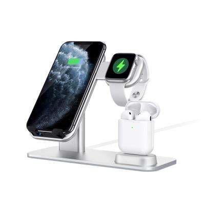 China new product aluminum alloy 3in1 multi-function 3 multi-function in 1 wireless charger desktop vertical fast charging 15W for sale