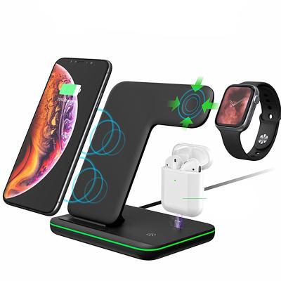 China 3in1 Wireless Charger Multifunctional Multifunctional 3 in 1 Wireless Charger Stand Mobile Phone Fast Charging Stand for sale